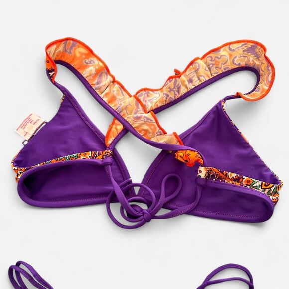 skimpy swimwear Boho Paisley Bikini Set | Orange + Purple Y2K Festival small - Picture 4 of 8